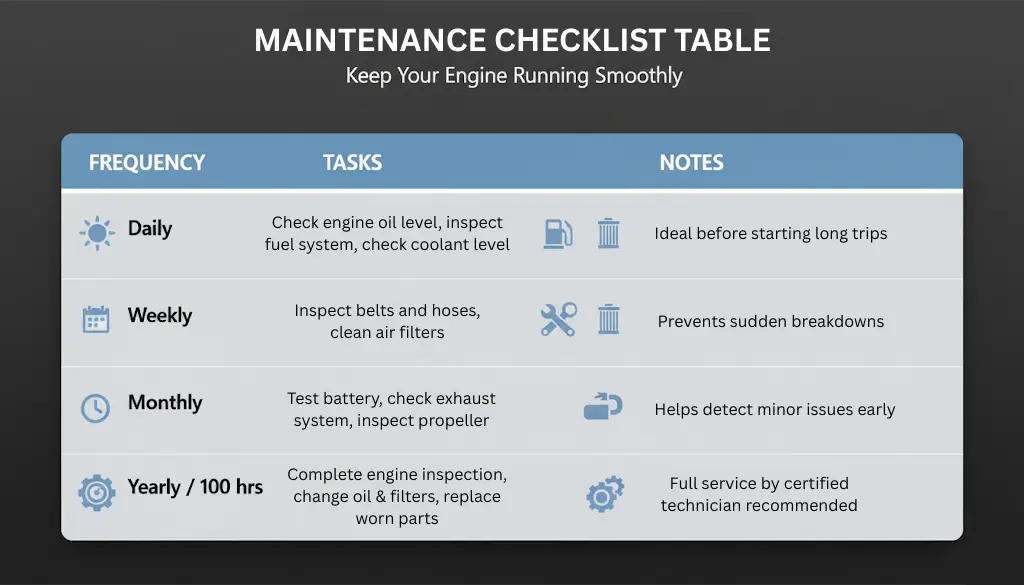 Maintenance Checklist Table